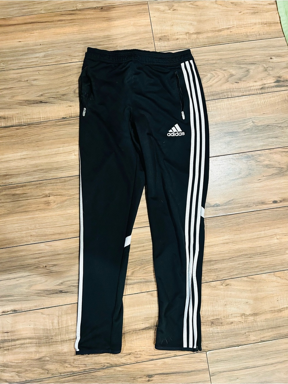 adidas Black Track Pants with White Side Stripes